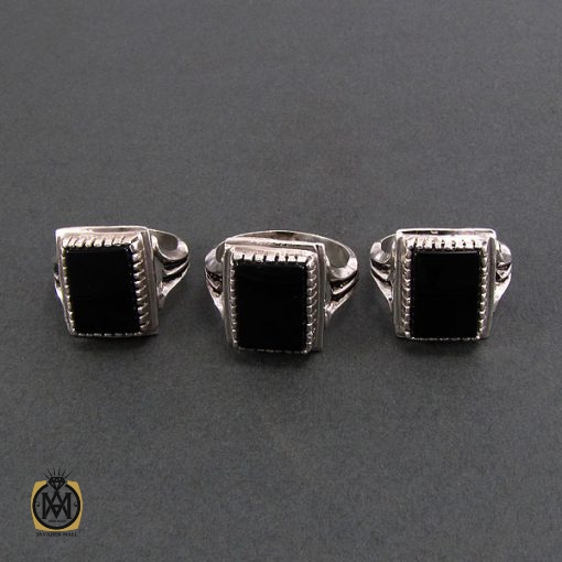 3 انگشتر عقیق سیاه مردانه - کد 8307 - تصویر 3
