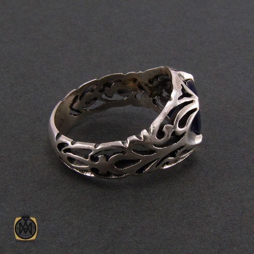 انگشتر نقره مردانه با نگین یاقوت کبود - کد 8174 - تصویر 3