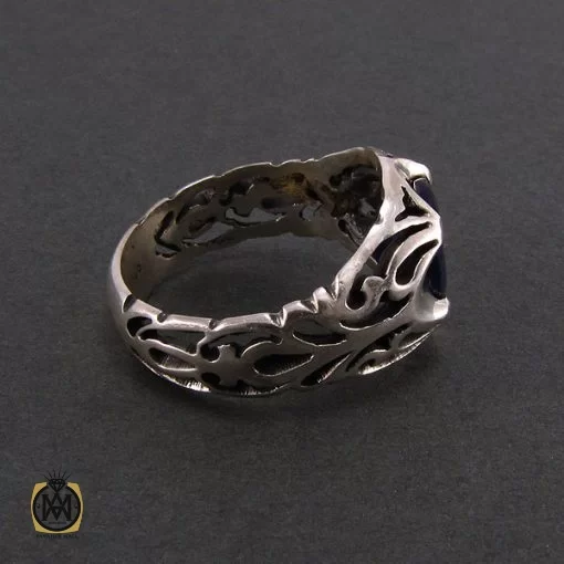 انگشتر نقره مردانه با نگین یاقوت کبود - کد 8174 - تصویر 3