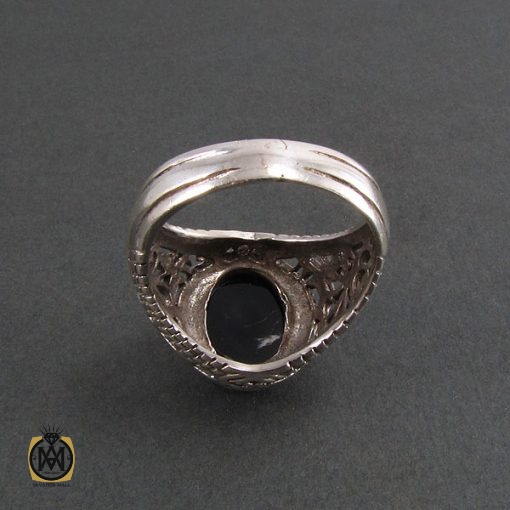 انگشتر عقیق سیاه اصل مردانه - کد 8320 - تصویر 3
