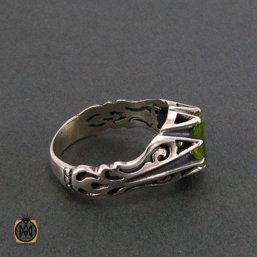 انگشتر نقره مردانه با نگین زبرجد - کد 8180 - تصویر 3