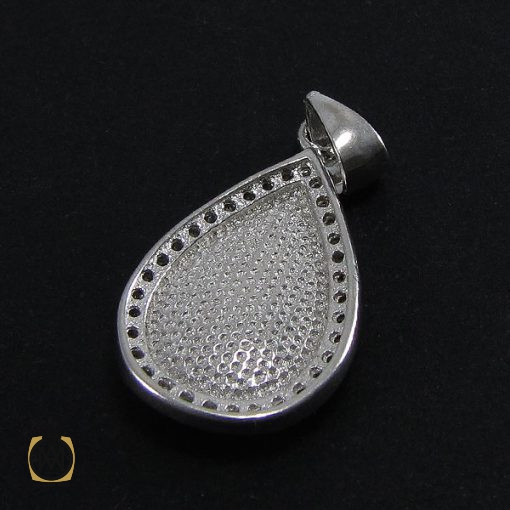 مدال نقره زنانه پر نگین ظریف طرح ماهرو - کد 3041 - تصویر 3