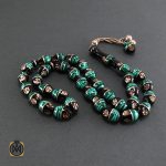 3 تسبیح یسر مالاکیت و نقره 33 دانه مرغوب - کد 4096 - تصویر 3