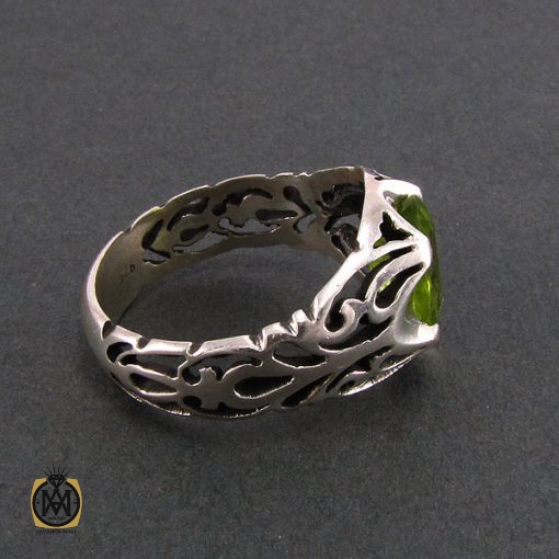 انگشتر نقره مردانه با نگین زبرجد - کد 8183 - تصویر 3