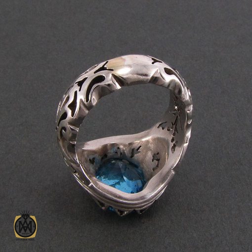 انگشتر توپاز آبی مردانه خوش رنگ و مرغوب - کد 8187 - تصویر 3