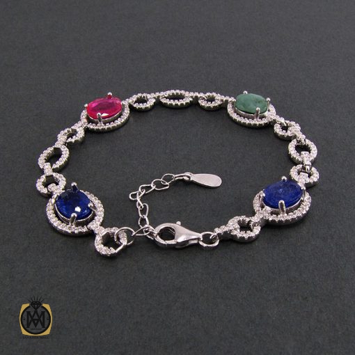 3 دستبند یاقوت و زمرد زنانه طرح سوگل - کد 1027 - تصویر 3