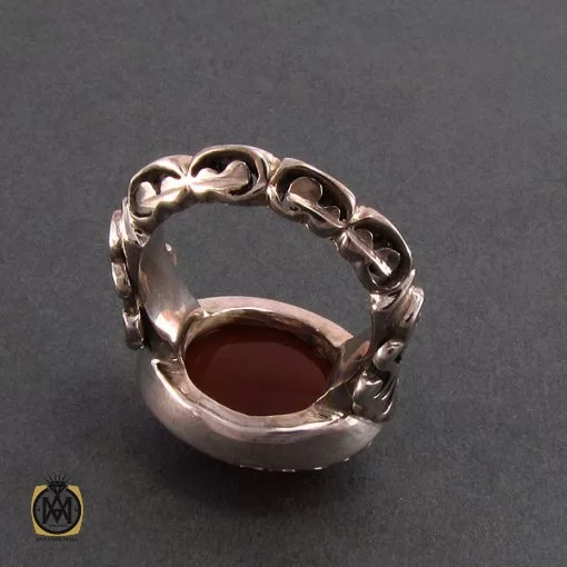 انگشتر عقیق یمن طرح صفوی مردانه با حکاکی العزة لله جميعا - کد 8198 - تصویر 3