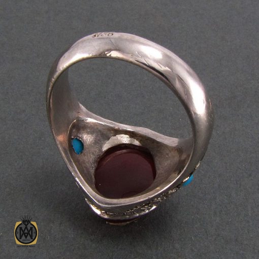 3 انگشتر عقیق یمن و فیروزه نیشابور مردانه - کد 8200 - تصویر 3