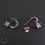 3 گوشواره نقره زنانه طرح ستاره - کد 5023 - تصویر 2