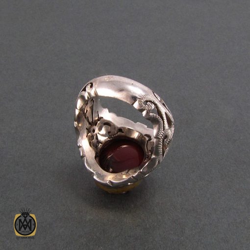 انگشتر عقیق یمن مردانه مرغوب و خوش رنگ - کد 8203 - تصویر 3