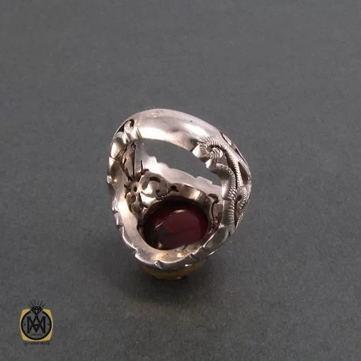 انگشتر عقیق یمن مردانه مرغوب و خوش رنگ - کد 8203 - تصویر 3