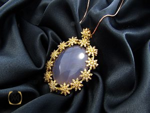 مدال عقیق یمن کبود و الماس اصل زنانه طرح رکسانا - کد 3001 - تصویر 7