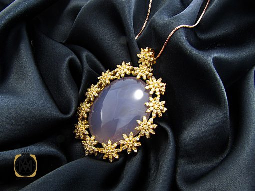 مدال عقیق یمن کبود و الماس اصل زنانه طرح رکسانا - کد 3001 - تصویر 7