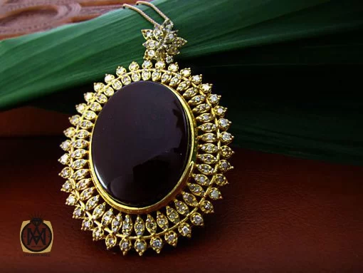 مدال عقیق یمن و الماس اصل زنانه طرح ارمغان - کد 3002 - تصویر 7