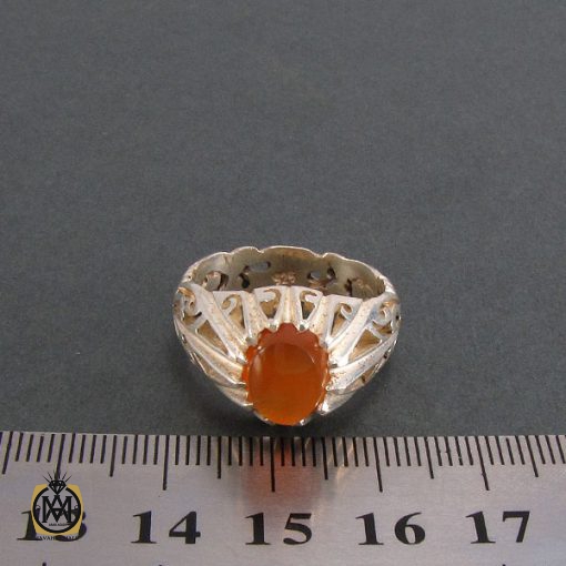 انگشتر عقیق یمن مردانه با حکاکی شرف الشمس - کد 8223 - تصویر 4