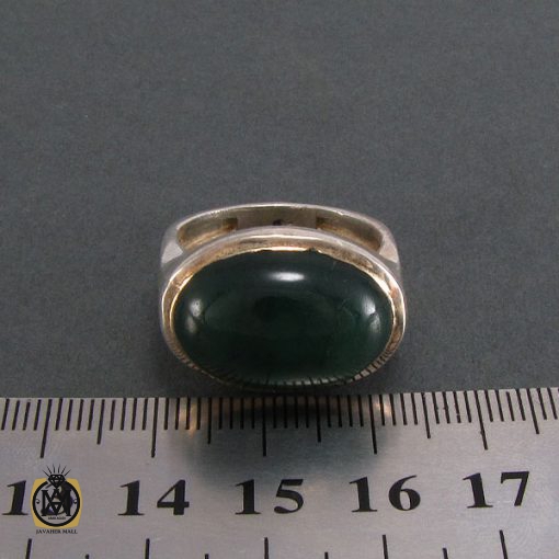 4 انگشتر عقیق سبز رکاب صفوی مردانه - کد 8224 - تصویر 4