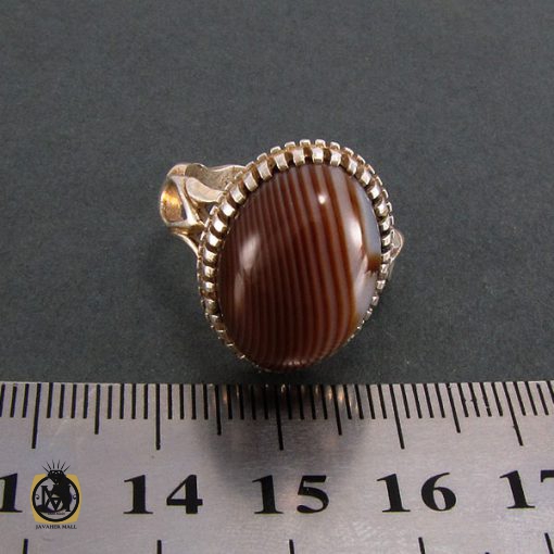 انگشتر عقیق سلیمانی مردانه - کد 8234 - تصویر 4