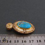 مدال فیروزه نیشابور و الماس اصل زنانه طرح آلاله - کد 3006 - تصویر 4