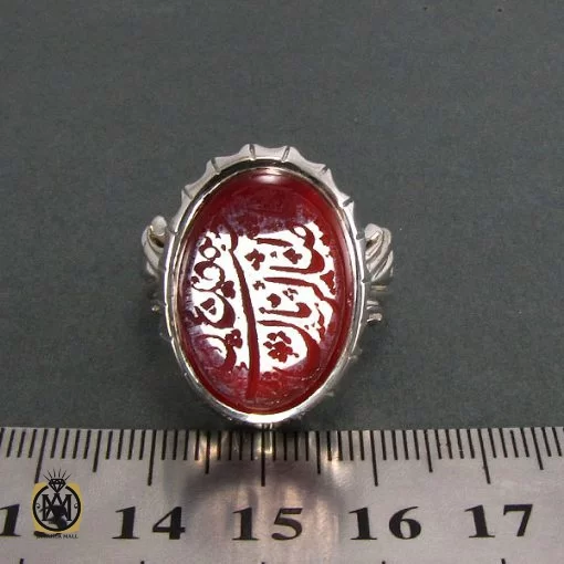 انگشتر عقیق خراسانی مرغوب مردانه با حکاکی یا صاحب الزمان - کد 8238 - تصویر 4