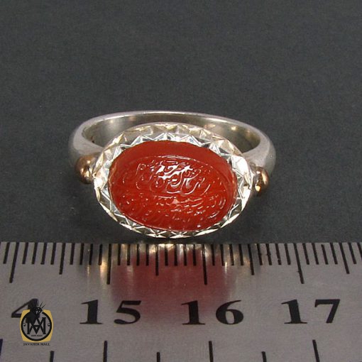 انگشتر عقیق یمن مردانه با حکاکی و من یتق الله - کد 8240 - تصویر 4