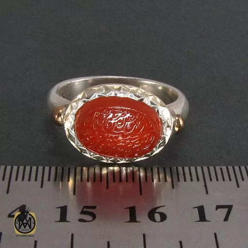 انگشتر عقیق یمن مردانه با حکاکی و من یتق الله - کد 8240 - تصویر 4