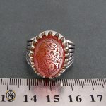 انگشتر عقیق یمن مردانه با حکاکی ابد والله يا زهراء ماننسى حسينا - کد 8242 - تصویر 4