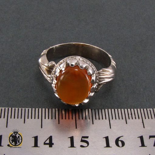 4 انگشتر عقیق یمن مردانه با حکاکی شرف الشمس - کد 8248 - تصویر 4