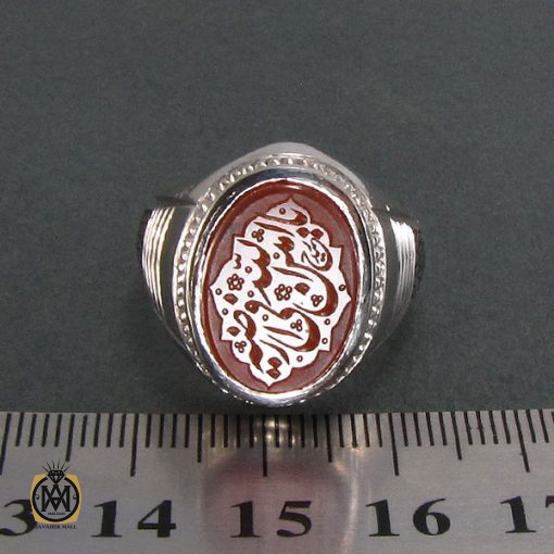 4 انگشتر عقیق یمن مردانه با حکاکی یاامین الله فی ارضه - کد 8250 - تصویر 4