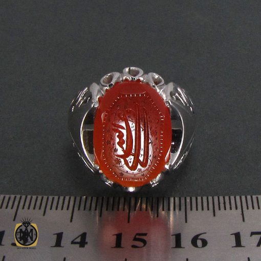 انگشتر عقیق یمن مردانه با حکاکی علی ولی الله - کد 8251 - تصویر 4