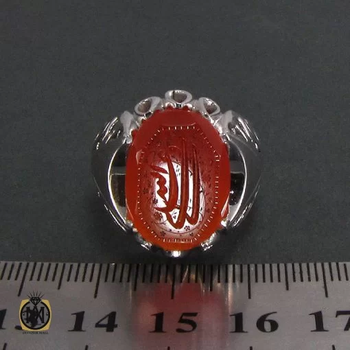 انگشتر عقیق یمن مردانه با حکاکی علی ولی الله - کد 8251 - تصویر 4