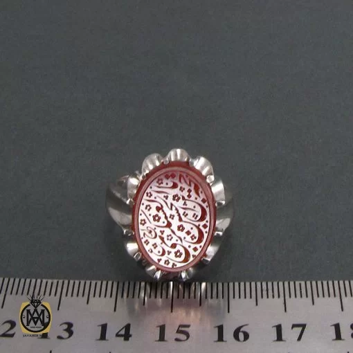 انگشتر عقیق یمن مردانه با حکاکی یا حجه بن الحسن العسکری - کد 8253 - تصویر 4