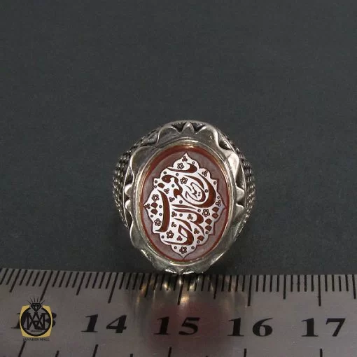 انگشتر عقیق یمن مردانه با حکاکی یا رفیع الدرجات - کد 8259 - تصویر 4