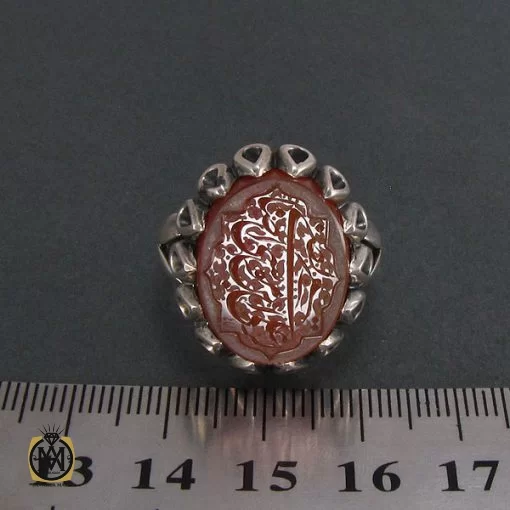 انگشتر عقیق یمن مردانه با حکاکی علی ابن موسی الرضا المرتضی - کد 8263 - تصویر 4