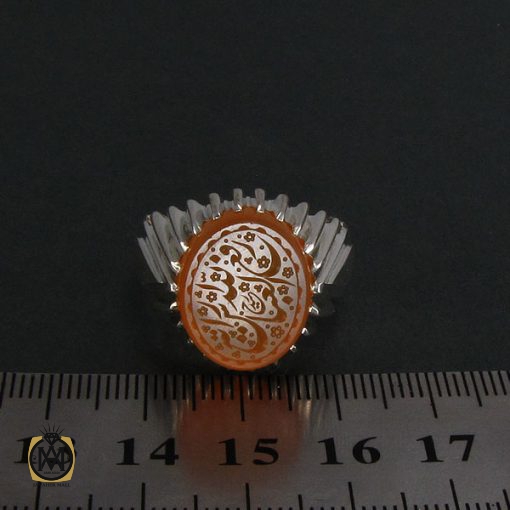 انگشتر عقیق یمن شرف الشمس با حکاکی رفع الله رایة العباس - کد 8266 - تصویر 4