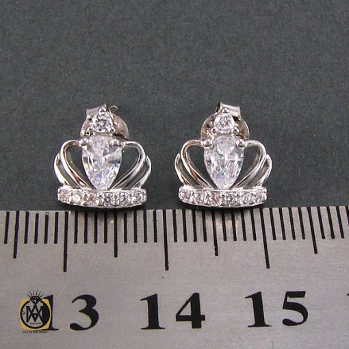 گوشواره نقره زنانه طرح تاج- کد 5032 - تصویر 3