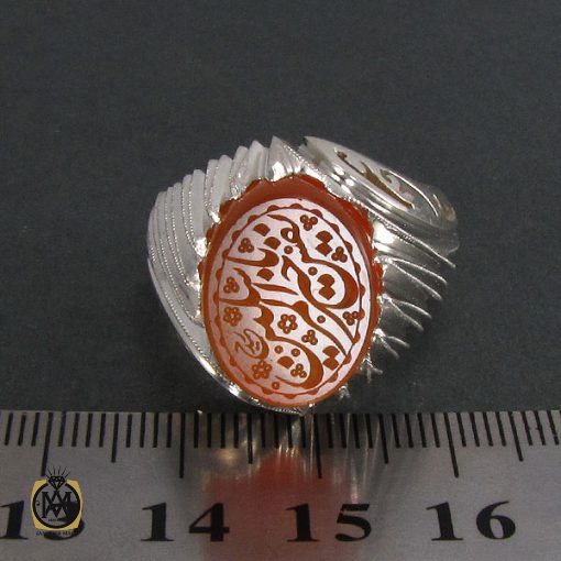 4 انگشتر عقیق یمن مردانه با حکاکی یا نفس الخیر مرسلین - کد 8273 - تصویر 4