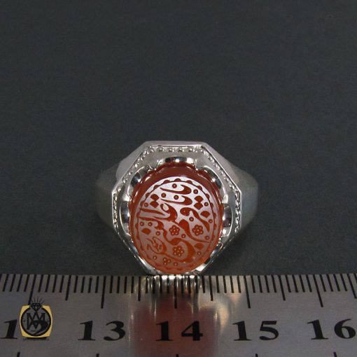 انگشتر عقیق یمن مردانه با حکاکی یا باقر علم النبی - کد 8274 - تصویر 4