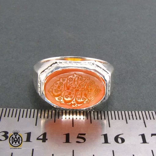 انگشتر عقیق یمن مردانه با حکاکی علی رکن الایمان - کد 8278 - تصویر 4