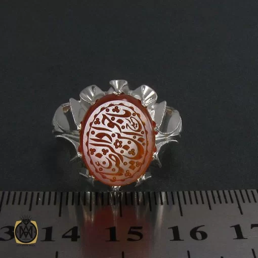 انگشتر عقیق یمن با حکاکی یا جواد ابن الرضا - کد 8285 - تصویر 4