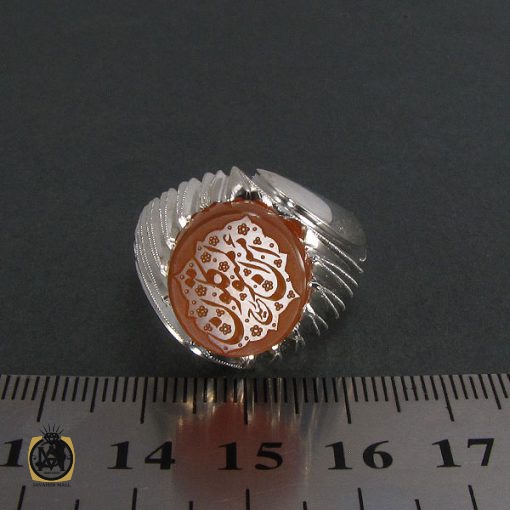 انگشتر عقیق یمن مردانه با حکاکی امن المتوکلون - کد 8288 - تصویر 4