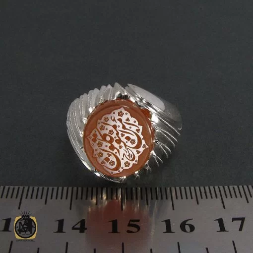 انگشتر عقیق یمن مردانه با حکاکی امن المتوکلون - کد 8288 - تصویر 4