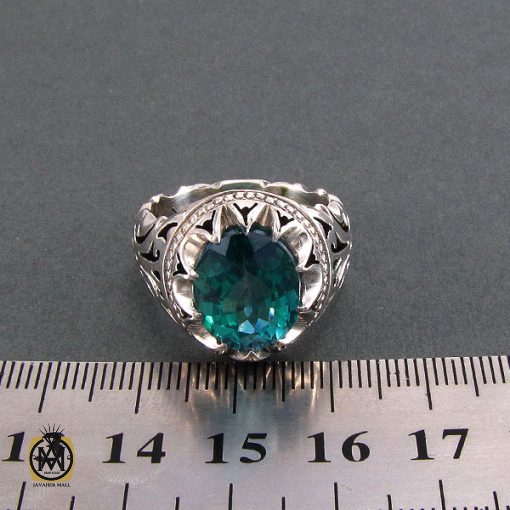 4 انگشتر نقره مردانه با نگین توپاز - کد 8182 - تصویر 4