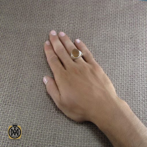 انگشتر عقیق یمن با حکاکی یا حبل الله المتین - کد 8295 - تصویر 4