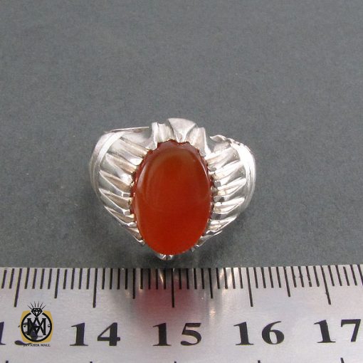 انگشتر عقیق یمن اصل مردانه دور چنگ شبکه  - کد 8302 - تصویر 4