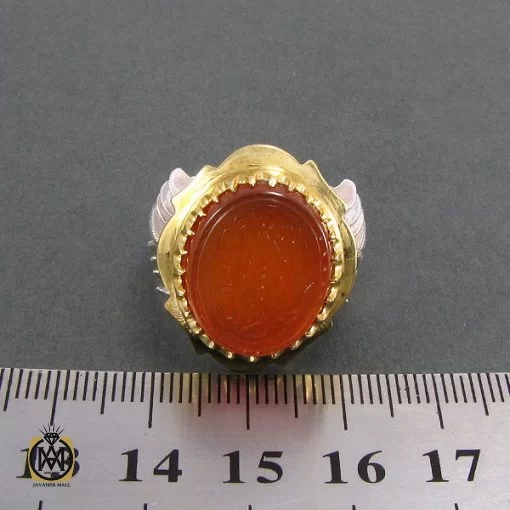 انگشتر عقیق یمن مردانه با حکاکی امیری حسین و نعم الامیر - کد 8306 - تصویر 4