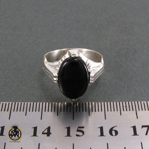 انگشتر عقیق سیاه مردانه - کد 8312 - تصویر 4