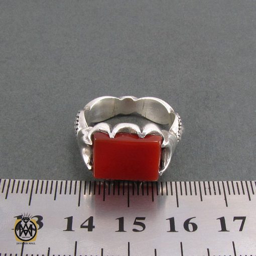 انگشتر عقیق قرمز مردانه - کد 8314 - تصویر 4