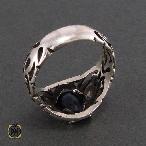 انگشتر نقره مردانه با نگین یاقوت کبود - کد 8174 - تصویر 4