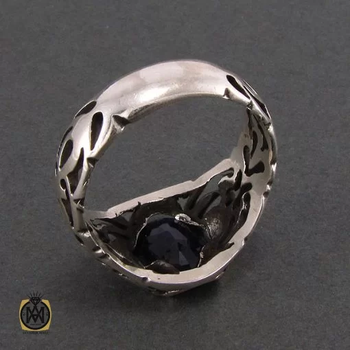 انگشتر نقره مردانه با نگین یاقوت کبود - کد 8174 - تصویر 4