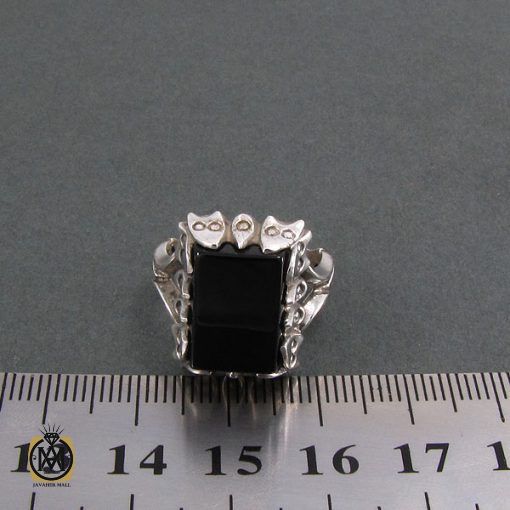 انگشتر عقیق سیاه مردانه - کد 8326 - تصویر 4